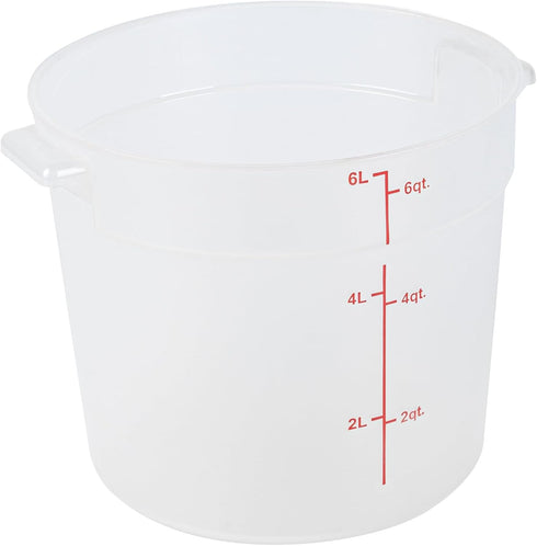 Met Lux 6 Quart Food Storage Container, Translucent Dishwashable Container with Red Volume Markers, Lids Sold Separately