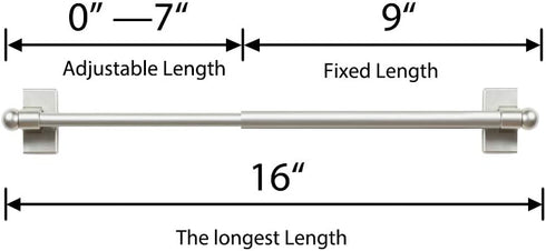 Turquoize 2-Pack Magnetic Curtain Rods, Adjustable 9-16 inch, Multi-Use, Nickel