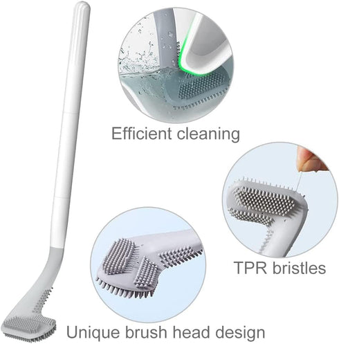 Toilet Brush with Holder, Long Handle Golf Toilet Brush 360° Deep Cleaning Flexible Silicone Wall Mounted for Bathroom