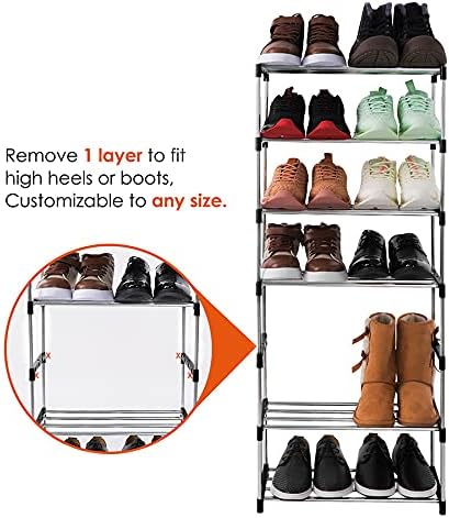 Xerhnan 3-Tier Closet(Black) Stackable Small Shoe Rack, Lightweight Shoe Shelf Storage Organizer for Entryway, Hallway