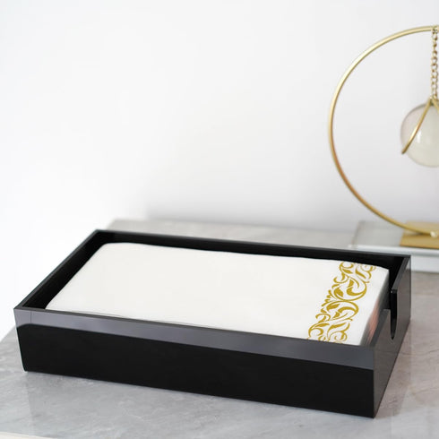 Acrylic Napkin Holder for Bathroom, Guest Towel Holder Tray, Bathroom Disposal Paper Hand Face Towels Holder (Black)