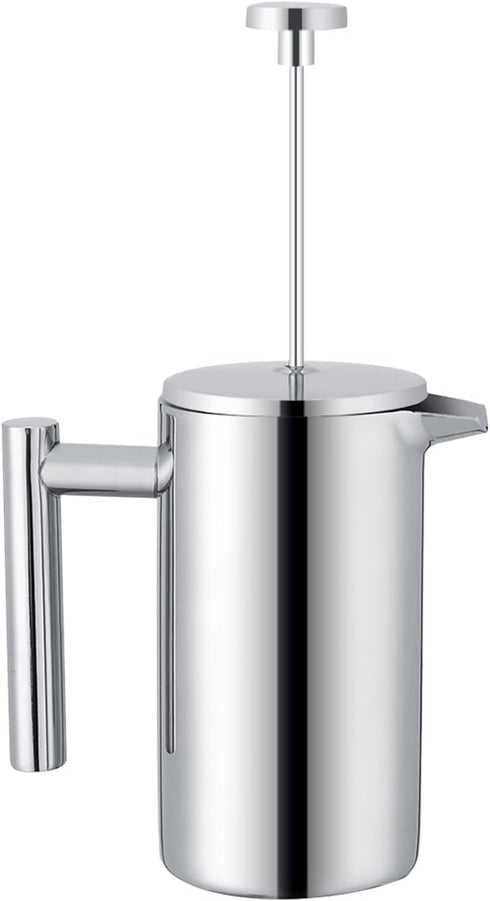 Acouto 350ml Double Wall Stainless Steel Coffee Maker, French Press Tea Pot with Filter