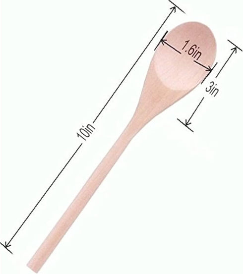 Kitchen Wooden Spoons - Mixing, Baking, Serving Utensils, 10 In, 12 Pack for Cooking Needs