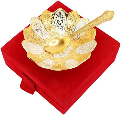 NOBILITY Gold & Silver Plated Bowl Spoon Set, Dessert Serving Sets for Wedding Gifts