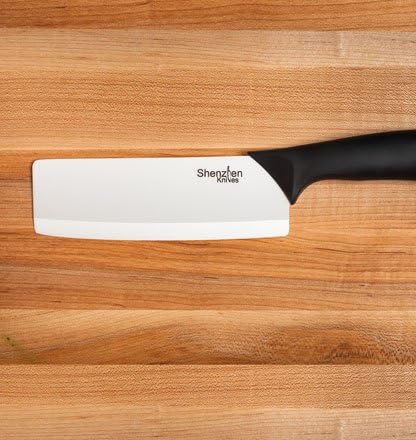 6 Inch Ceramic Vegetable Cleaver (Nakiri Knife), Lightweight Kitchen Cutlery for Precision Slicing