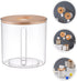 Amosfun Round Wooden Tissue Box Cover, Facial Tissue Holder with Wood Lid for Countertops