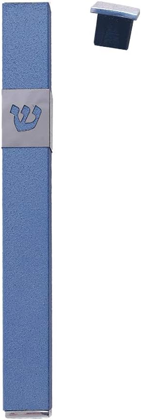 Yair Emanuel Mezuzah Case Holder Solid Color Designed by Artist (12cm, Blue)