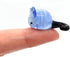 Mouse Micro Tiny Figurines - Hand Blown Glass Art Animals Collectible Gift Home Décor (Blue Cartoon)