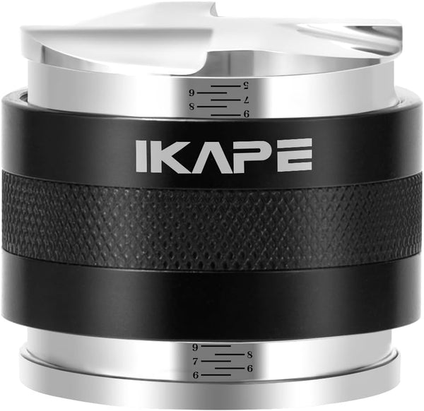 IKAPE 53mm Coffee Distributor & Hand Tamper - Adjustable Depth Espresso Distributor for 53mm Portafilter (Black)