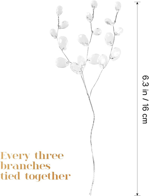Kisangel White Artificial Flowers, 50Pcs Stem with Crystal Acrylic Bead Drop for Wedding Party Decoration