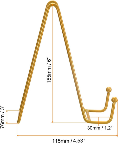 uxcell Plate Stand for Display, 5Pcs 6 Inch Iron Easel Plate Holder Display Stands Metal Decorative Plates for Picture Photo Book, Gold
