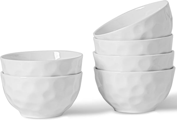 Porcelain Soup Bowls Set of 6, 4.5 Inch Oatmeal Bowls - Microwave and Dishwasher Safe, Ice Cream Bowls