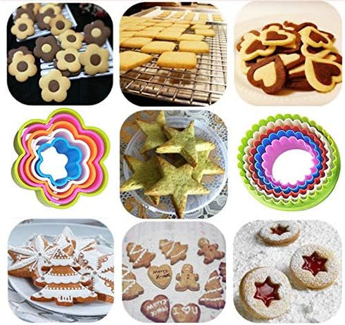 25 PCS Cookie Cutter Set, Multi-size Sandwich Fondant Cake Fruit Vegetable Shapes Cutter Set