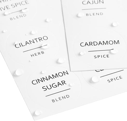 Talented Kitchen 144 Spice Labels Stickers - Preprinted White Spice Jar Labels for Organization, Water Resistant