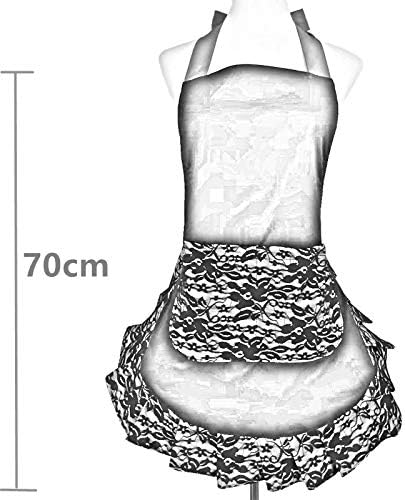 Hyzrz Cute Lace Flirty Apron with Pocket, Retro Sexy Cooking Pinup Apron for Women Girls (Red)