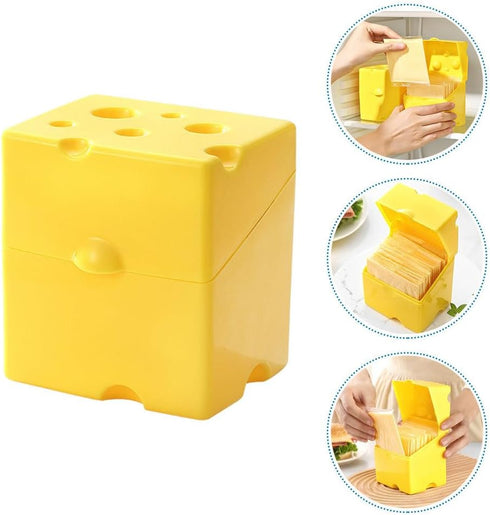 VOSAREA Sliced Cheese Storage Container with Flip Lid, Cheese Shaped Box Holder for Fridge Food Storage
