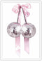 Generic Trendy Pink Bow Disco Ball Posters White Cherry Canvas Wall Art Funky