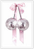 Generic Trendy Pink Bow Disco Ball Posters White Cherry Canvas Wall Art Funky