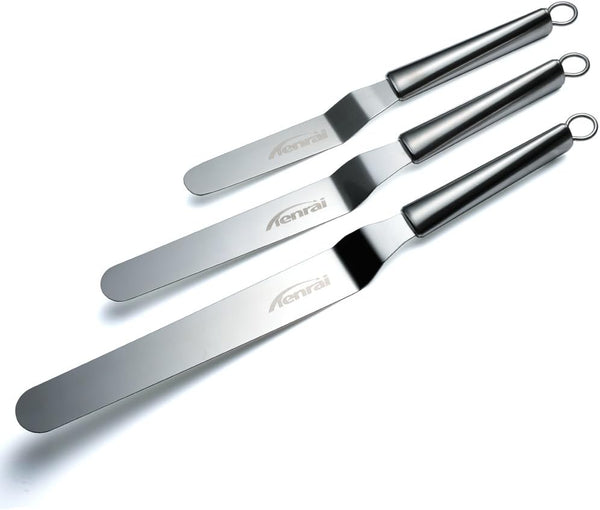 Tenrai Metal Icing Spatula Set, Stainless Steel Cake Knife Offset Professional Tool for Decorating Cakes