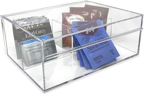 Isaac Jacobs Multi-Sectional Tray Organizer with Lid (6.7" L x 8.6" W x 3.4" H), 3-Compartment Storage for Makeup,
