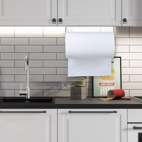 Under Cabinet Paper Towel Holder, Wall Mount for Home Kitchen, Stainless Steel for Large Rolls, Chrome