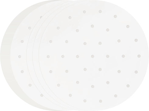 10 Inches Bamboo Steamer Liner, 50 PCS Round Air Fryer Parchment Paper with Holes, White Non-Stick