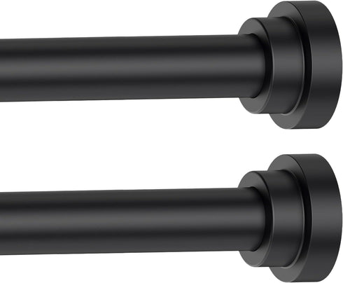 Black Curtain Rods for Windows 28 to 48 Inch, 2 Pack Heavy Duty Metal Stainless Steel Adjustable Drapery Rod with