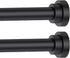 Black Curtain Rods for Windows 28 to 48 Inch, 2 Pack Heavy Duty Metal Stainless Steel Adjustable Drapery Rod with