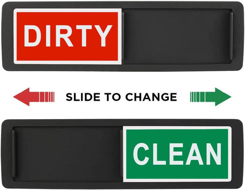 Dishwasher Magnet Clean Dirty Sign, Dirty Clean Kitchen Message Sign with Adhesive Stickers Slide Indicator to Show Dishes/Washing Machine Clean or Dirty/Refrigerator Magnet 7''x 2'' (Black) by XFYBZN