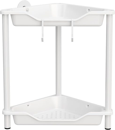 Orimade Rustproof 2 Tier Floor Standing Corner Shower Caddy Organizer, Plastic Metal