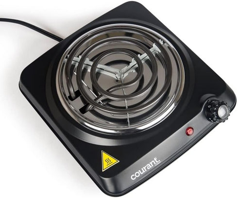 Courant Electric Burner - Single Buffet Countertop Hotplate, 1000W Portable Cooktop, Black