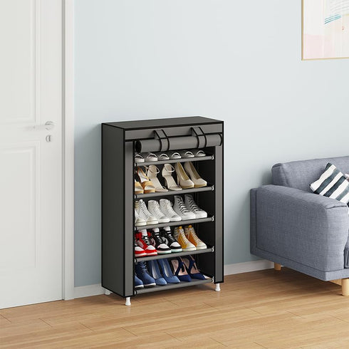 5 Closet Calmootey Tier Shoe Rack Organizer,Portable Shoe Shelf with Nonwoven Fabric Cover