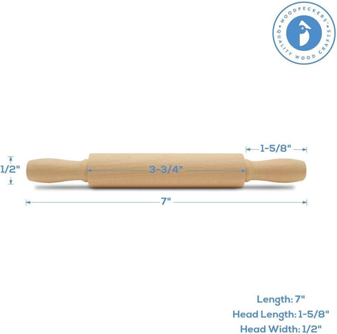 7 Inches Pack 50, Wooden Mini Rolling Pin, Long, of Perfect for Fondant, Pasta, Baking in the Kitchen, Crafting, by