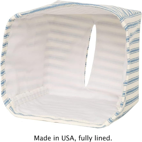 Fabric Tissue Box Cover, Decorative Cotton Blue Floral Fabric Tissue Holder Slipcover for Square Cube Cardboard Facial