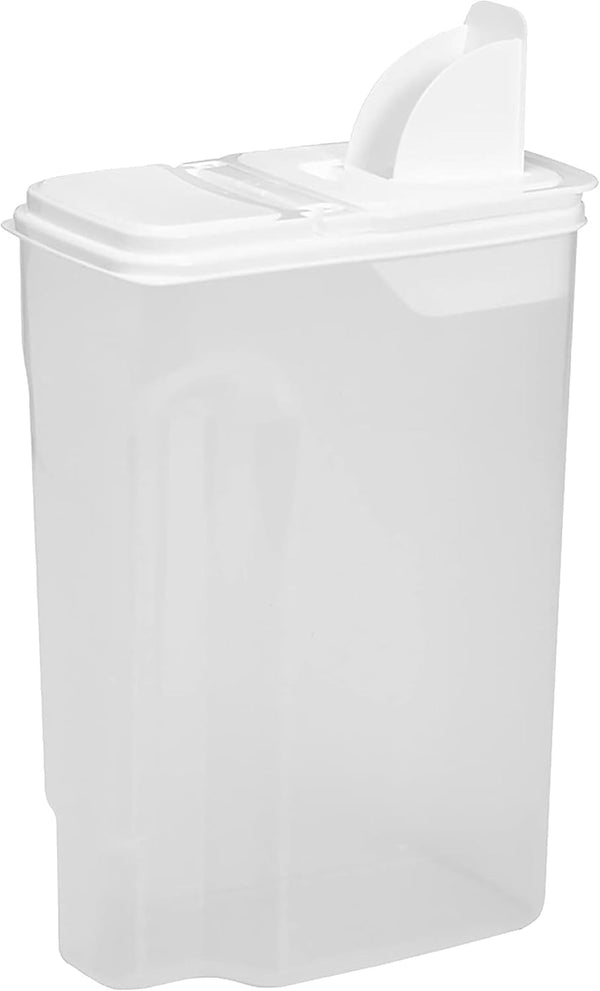 Buddeez Large Food Storage Container, 8 Quart, Clear Kitchen Organization, EZ Pour Spout, White Lid