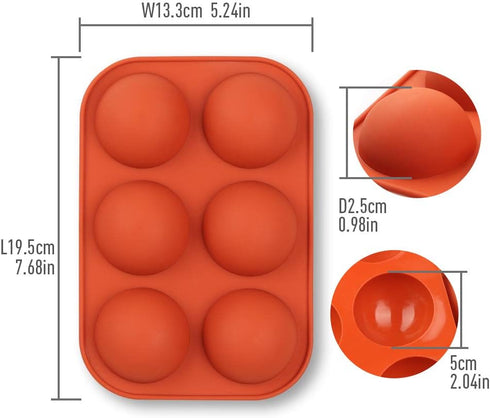 homEdge Semi Sphere Silicone Mold, 4 Packs for Baking Hot Chocolate Bomb, Cake, Jelly, Dome Mousse - Diameter 2"