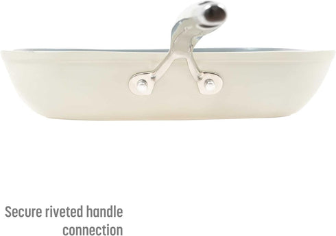 Goodful Ceramic Nonstick 11 Inch Grill Pan, Dishwasher Safe, Comfort Grip Stainless Steel Handle, Cream