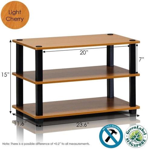 3-Tier Furinno Turn-S-Tube Shoe Rack, Light Cherry/Black
