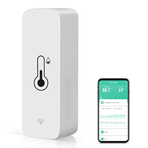 WiFi Temperature Humidity Sensor, Indoor Thermometer Hygrometer with App Alert, Compatible with Alexa