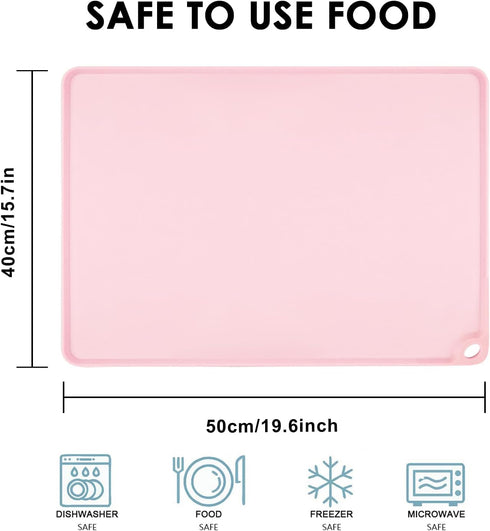Clean(1Pack 19.7" 15.7") Pink Toddler Placemat-Non Slip Placemat for Girl Baby, Portable Food Mat Reusable Placemats