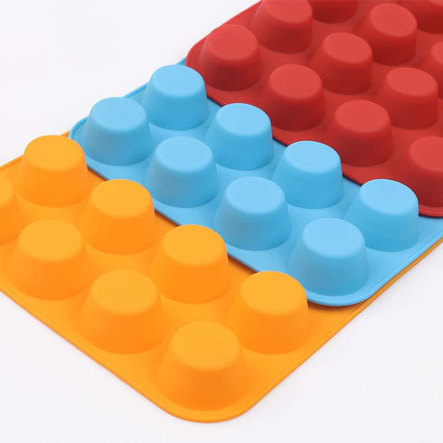 Silicone Muffin Pan, Cupcake Pan, 24 Cups, Food Grade Non-stick Baking Molds, 3 Pcs
