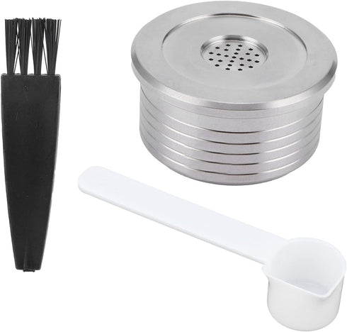 Reusable Coffee Capsule Pod with Spoon Brush, Fits Multifunctional Stainless Steel Capsule for Q NDIQ7323 Coffee Maker