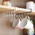 2pcs Multi-Hooks Under Cabinet, 6-Hook Hanging Rack for Kitchen Utensil Cupboard, Nail Free Organizer (Black)