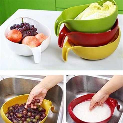 Rice Washer Quinoa Strainer, Newest Kitchen Tools with Handle for Cleaning Veggies and Fruits