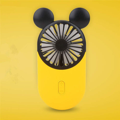 Cute Personal Mini Fan, Handheld & Portable USB Rechargeable Fan with Beautiful LED Light, 3 Adjustable Speeds, Portable Holder, for Indoor Or Outdoor Activities, Cute Mouse 1 Pack (Yellow) by DECVO