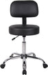 Boss Office Products Be Well Medical Spa Stool with Back, Vinyl, Black