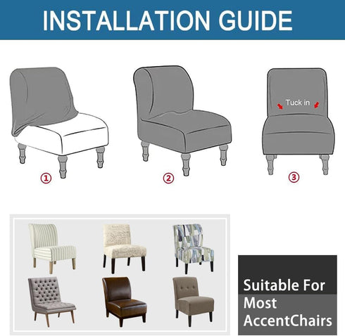 lihuitong Armless 2 Armless Armless 24) Chair Slipcover Pieces Printed Accent Chair Cover Stretch Spandex Slipper Chair