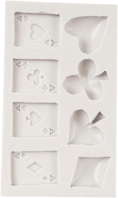 Poker Silicone Molds, Playing Cards Hearts Diamonds Spades Clubs Fondant Mold for Cake Decoration