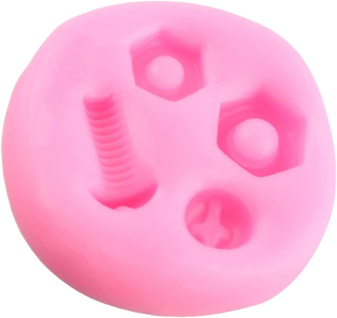 Hand Tools Silicone Mold, Construction Tools Fondant Molds for Cake Decorating, Screw Nut Candy Molds for Cupcake