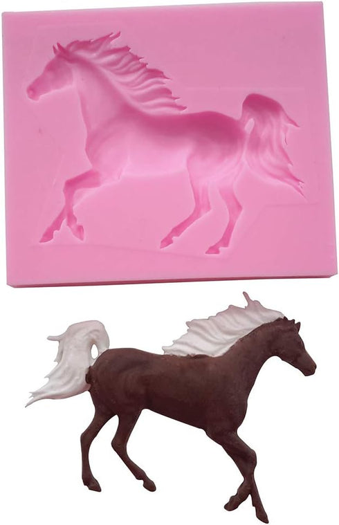 2Pcs Small Size Horse Fondant Mold - Silicone Chocolate Candy Gum Paste Cake Decorating Tool, Pink